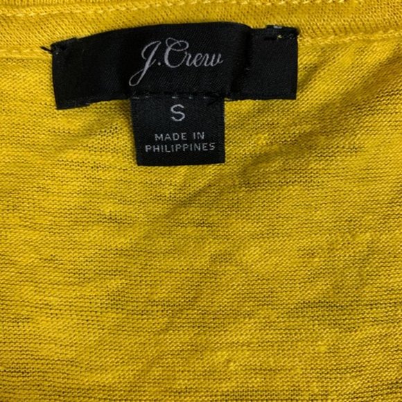 J. Crew Small Mustard Relax Fit Linen Tee Rolled Hem Short Sleeves T-shirt Basic - Picture 7 of 7